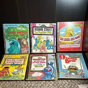 Lot Of 6 Vintage Sesame Street Little Golden Books 1970’s And 1990’s bundle